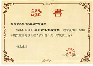 阜陽市要素大市場工程監(jiān)理(黃山杯)